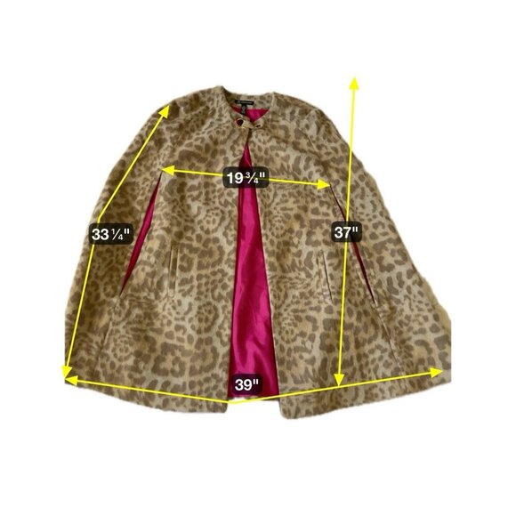 Leopard Print Wool-Blend Cape With Hot Pink Lining & Gold-Tone Clasp Closure - Picture 14 of 14